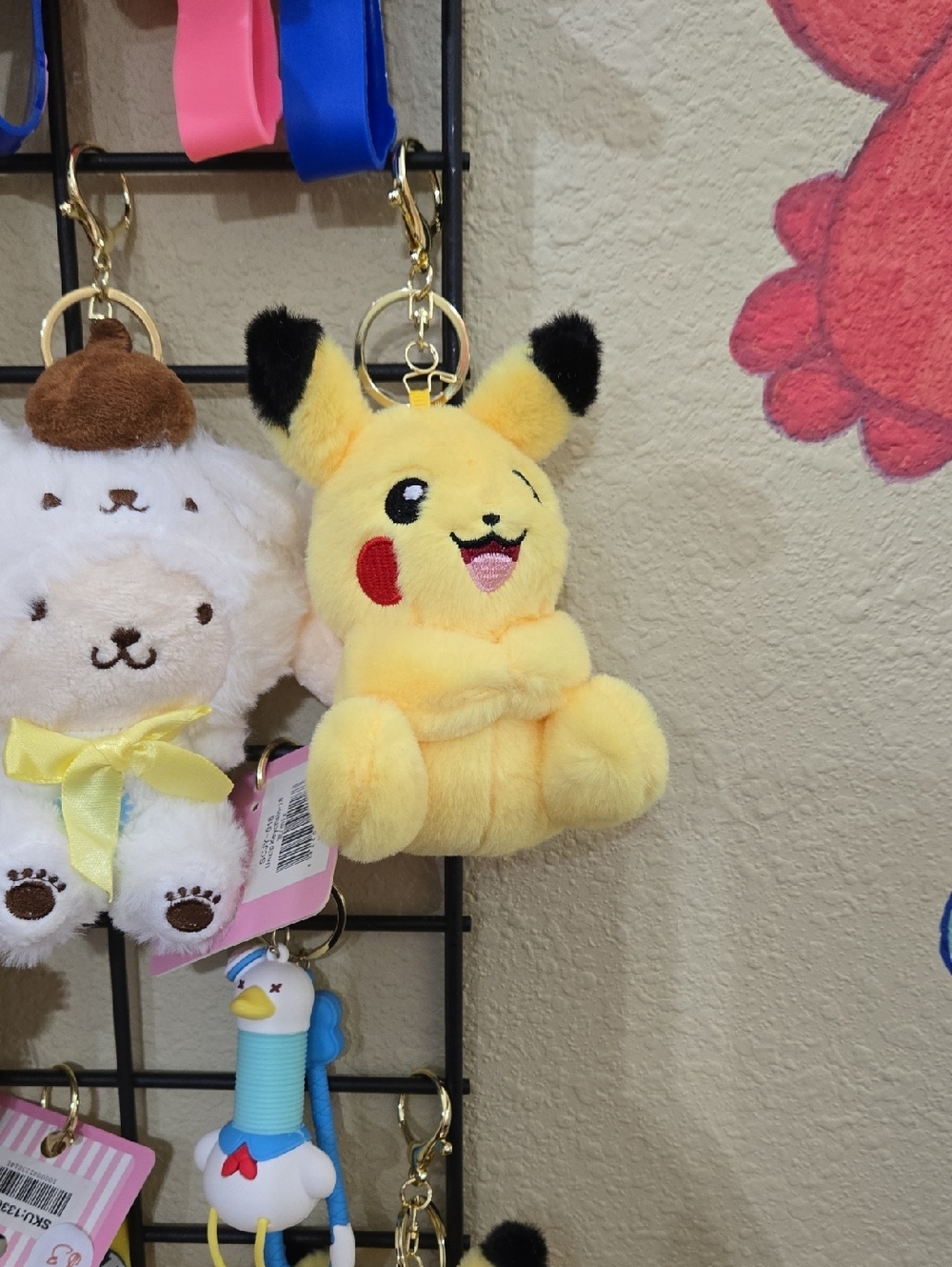 Pikachu Plushy Keychain - Yellow Pikachu Winking- Super Soft